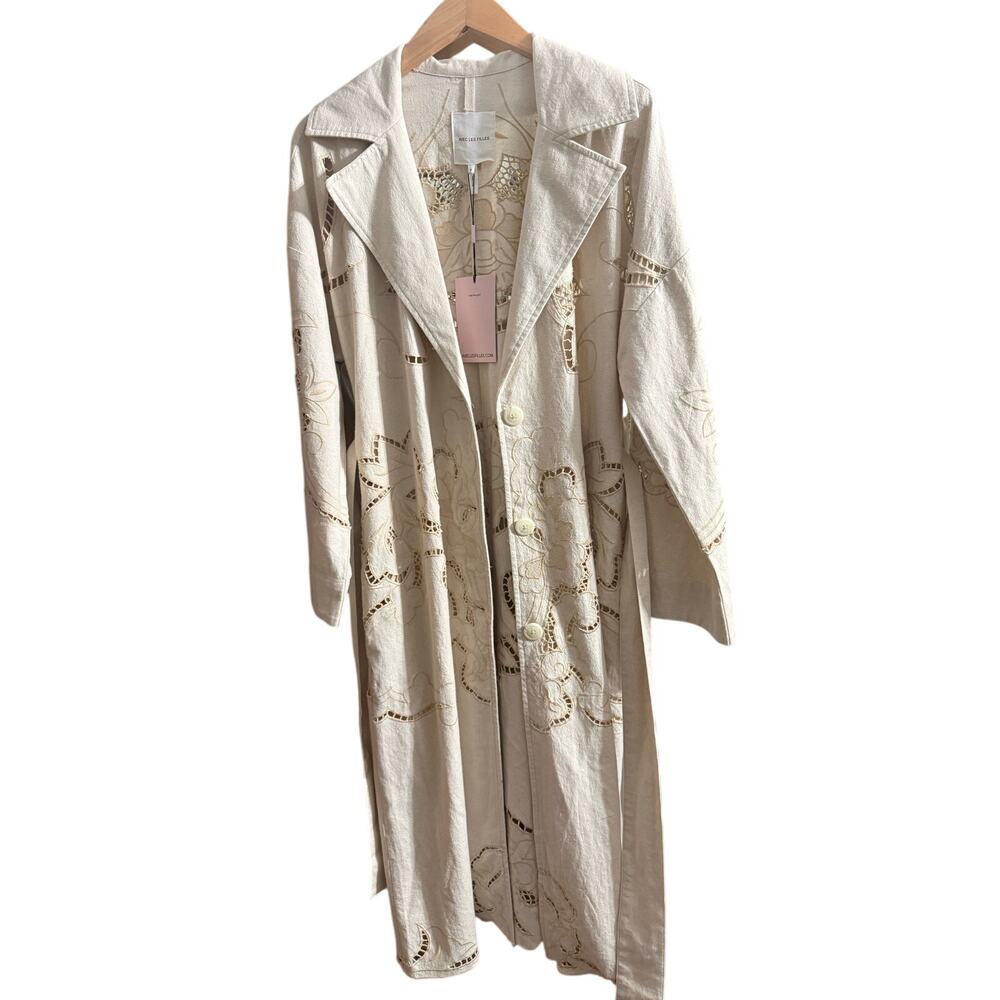 Avec Les Filles Cutwork Linen Trench Coat - Picture 5 of 7